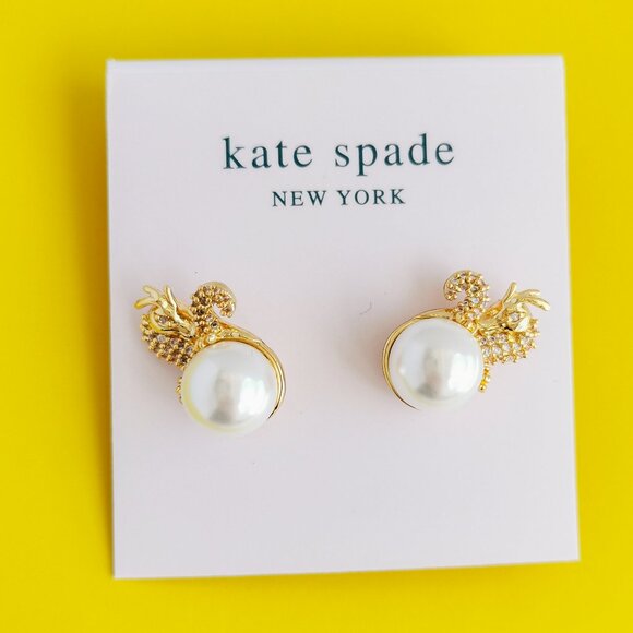 Kate Spade Jewelry - Kate Spade Dazzling Dragon Gold Stud Earrings New